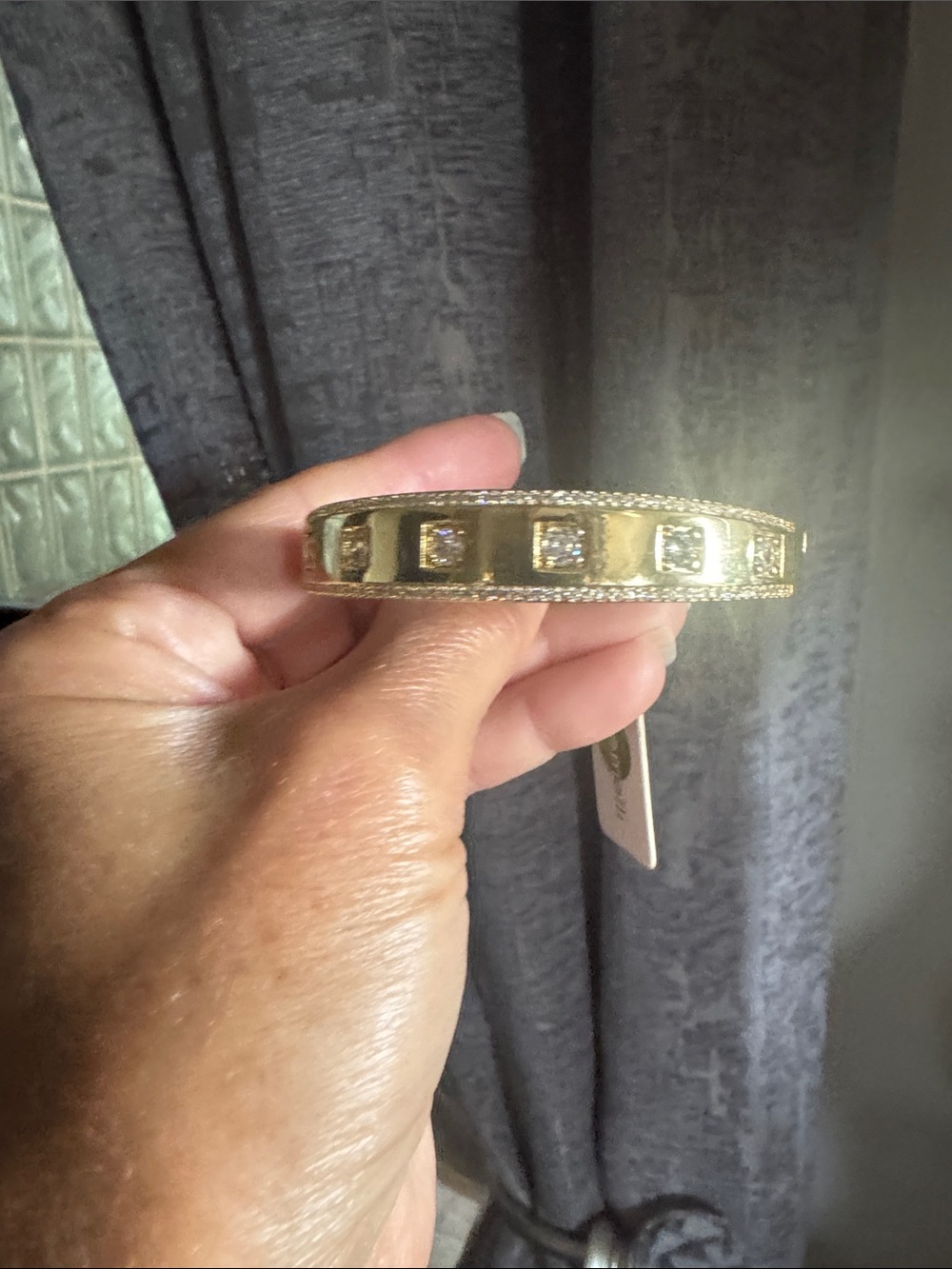 Gold-Tone Crystal Square Accent Bangle Bracelet - Women Jewelry